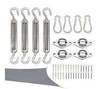 Kit de Fixation pour Voile d'Ombrage - Équipement Acier Inoxydable | Accessoires Installation de Toile Rectangle Triangle Pergola Patio Jardin | Robuste Tendeur Crochet Fixation Murale