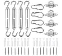 Kit de Fixation pour Voile D'ombrage, M5 Kit Fixation Voile D'ombrage Robuste en Acier Inoxydable pour Carrés Rectangle et Triangulaires, 44 Pièces