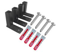 Kit de Fixation Sécurité pour Grille de Défense - 4 Platines Acier Creuses 15x15 + 4 Vis Inviolables + 4 Chevilles Multimatériaux