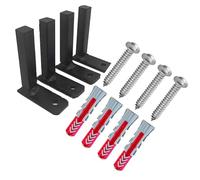 Kit de Fixation Sécurité pour Grille de Défense - 4 Platines Acier Plein 15x15 + 4 Vis Inviolables + 4 Chevilles Multimatériaux