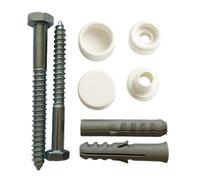 Kit de fixation universel pour WC - Kit de fixation au sol pour cuvette de toilette avec boulons d'ancrage M6 x 70 mm et capuchons blancs - Ensemble de vis de fixation pour toilettes ou bidet
