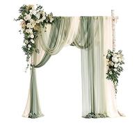 Kit de fleurs artificielles pour arche de mariage (lot de 5), décor d'arche de fleurs 2 pièces avec 3 pièces tissu drapé semi-transparent pour décoration d'église de mariage français romantique