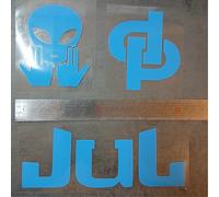 Kit de Flocage Textile, Motifs JUL 20cm, DP 10cm, OVNI 10cm, Transfert Blanc pour Personnalisation (Bleu)