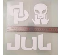 Kit de Flocage Textile, Motifs JUL 20cm, DP 10cm, OVNI 10cm, Transfert pour Personnalisation (Blanc)