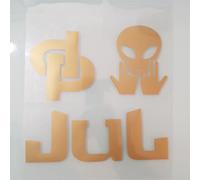 Kit de Flocage Textile, Motifs JUL 20cm, DP 10cm, OVNI 10cm, Transfert pour Personnalisation (Or)