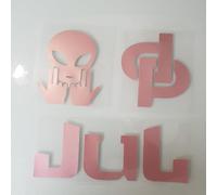 Kit de Flocage Textile, Motifs JUL 20cm, DP 10cm, OVNI 10cm, Transfert pour Personnalisation (Rose)