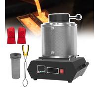 Kit De Fonderie De Métaux, Machine De Fusion De Métaux Numérique 1500 W, 1150 °C Avec Grille Alvéolée Et Affichage Led, Fond L'or En 20 À 35 Minutes, Comprend Un Creuset En Graphite 3kg-Black