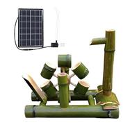 Kit de fontaine à eau solaire en bambou - Fonction Feng Shui d'extérieur pour jardin, terrasse et bain d'oiseaux, décoration en cascade autoportante