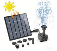 Kit de Fontaine Solaire AISITIN - Pompe à Eau Solaire 7V 1,5W - 6 Buses - 3m Câble - pour Bain d'Oiseaux Jardin Étang