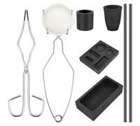 Kit de fonte de 8 pièces - Moules en graphite - Four de fusion - Creuset en graphite doré - Avec pince à outils - 2 agitateurs en graphite 5 en 1 - Moule en graphite et plus encore - Pour aluminium