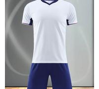 Kit de football personnalisable pour enfants et jeunes de style Real Madrid et anglais (8-12 ans) - Ensemble de maillot et short personnalisé, style de conception de maillot domicile, logo, numéros et