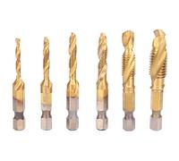 Kit de forets à tarauder 6542 en acier rapide M10 M8 M6 M5 M4 M3, outils pour le perçage et le filetage de l'acier au carbone, des alliages de cuivre et d'aluminium 6 pièces (M 22.83x15.75x35.43in)