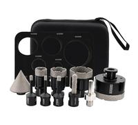 Kit de forets diamantés, fraise, scie cloche, perceuse for carrelage en porcelaine, granit, adaptateur de mèche à chanfreiner, jeu de forets