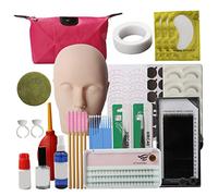 Kit de formation pour extensions de faux cils, 19 pièces, pour débutants, pratique du greffage cils, ensemble d'outils d'exercice, outil greffage tête mannequin