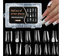 Kit de Formes d’ongles 288 Pièces Faux Ongles et Capsules avec Lignes Graduées Transparents 12 Styles Transparent Préformées Ongles pour Extensions pour Salon de Manucure et Nail Art DIY
