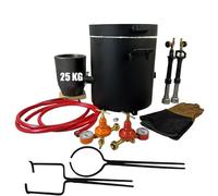 Kit de four de fusion au gaz propane extra large de 25 kg avec grande pince à creuset, double brûleur forgé et régulateur, four de fonderie pour métal doré, argent, cuivre, aluminium, kit d'outils de
