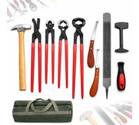 Kit De Fourniture De Maréchal-ferrant, 9 Outils Professionnels For Sabots | Pince À Sabot, Coupe-fer À Cheval, Lime À Râpe, Couteau, Marteau, For Chevaux, Bovins, Moutons, Chèvres