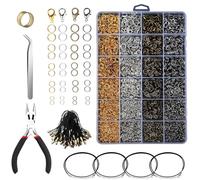 Kit de fournitures de bricolage, chaînes de collier avec fermoirs, ensemble d'anneaux ouverts de 4 couleurs et pinces à bijoux pour réparation et fabrication