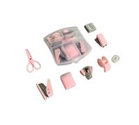 Kit de fournitures de bureau 8 pièces, ensemble d'accessoires de bureau mignons, ensemble d'agrafeuse scolaire, mini trousse de fournitures de bureau portable avec ciseaux (rose)