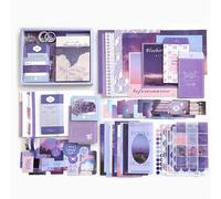 Kit de fournitures de scrapbooking, kit de scrapbooking esthétique avec carnet de notes à grille A6, Kit d'accessoires de Scrapbooking, Cadeau DIY Album Photo Décoration pour filles et femmes