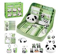 Kit de Fournitures Scolaires - Fournitures Pour Lycée | Ensemble Panda Avec Bloc-Notes Stylos Pendentifs Et Étui Pour Étudiants