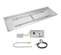 Kit de foyer à gaz rectangulaire de 91,4 x 30,5 cm | Ensemble complet de propane à monter soi-même avec tous les accessoires | Rendement élevé de 150 000 BTU pour terrasse extérieure et jardin