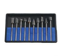 Kit de fraises en carbure avec 10 limes rotatives pour chanfreiner et meuler sur matériaux durs 3 mm pour bois, pierre et acier (A)