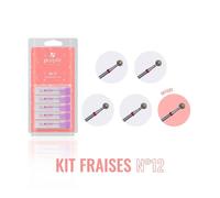 Kit De Fraises Manucure - PURPLE PRO - N°12 - 5 embouts P3030 - Pour cuticules et callosités - Grain doux