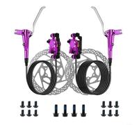 Kit de frein à disque hydraulique pour VTT avec 2 étriers à piston, tuyaux de frein avant 800 mm et arrière 1400 mm, alliage d'aluminium et rotors de 160 mm, kit complet avec vis (violet)