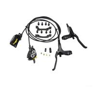 Kit de frein hydraulique 4 pistons avec kit de tuyau de frein pour VTT, avant droit 800 mm et arrière gauche 1500 mm, poignée de frein réglable pour réglage de la poignée (noir)