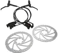 Kit de freins à disque hydraulique LeBycle pour vélos - double piston, système de freinage à huile avec 2×160 mm de disques de frein pour l'avant et l'arrière, utilisation universelle