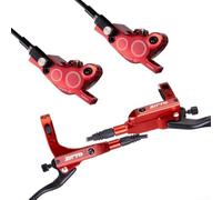 Kit de freins à disque hydrauliques pour VTT avec quatre étriers à piston pour un freinage sûr sur les sentiers tout-terrain (rouge)