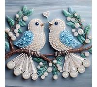 Kit de fresque décorative 5D incrustée de diamants, représentant un oiseau, un papillon et une beauté, 30 x 30 cm