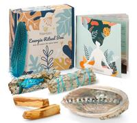 Kit de fumage de qualité supérieure - Coffret cadeau - Sauge blanche pour fumigation, Palo Santo - Belle coquille d'ormeau robuste - Avec notice d'utilisation en allemand et en anglais (français non garanti).