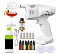 Kit de Fumeur de Cocktail Électrique Portable avec Chargement USB Machine à Bulles de Fumée Froide pour Boissons Viandes et Desserts Cadeau Mixologie Bar Maison(White)