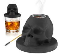 Kit de fumoir à cocktail en céramique en forme de crâne pour whisky, vin, boissons, bourbon, fumoir à l'ancienne avec infuseur à fumée pour père, mari, amis