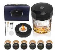 Kit de Fumoir à Whisky Électrique, 6 Arômes de Copeaux de Bois, Fumoir à Cocktail Rechargeable, sans Butane, Coffret Whisky Cadeau Homme