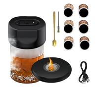 Kit de fumoir à whisky électrique | Fumoir à cocktails et boissons avec 6 saveurs de copeaux de bois et câble de charge USB pour homme, papa, amateurs de bar à domicile | Pour les vacances, Noël, la