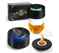 Kit de fumoir électrique pour whisky avec lumière LED, 6 saveurs de copeaux de bois, sans besoin de butane, rechargeable, kit de fumoir pour cocktails et style ancien, accessoires de bar, cadeaux pour