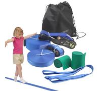 Kit de funambulisme pour Enfant - Corde d'entraînement pour l'équilibre, équipement de Jardin de 17 m | Cordes d'entraînement avec Protections d'arbres et entraîneur de Bras, activité ludique en plei