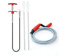 Kit de Furet de Plomberie 4 pièces - Furet Déboucheur 5 m, Pince d'Extraction 1,5 m & 2 Brosses de Nettoyage - Outil de Débouchage pour Toilettes, Lavabo, Baignoire