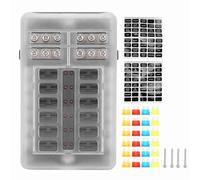 Kit de fusibles à lame 12 voies 24 pièces avec indicateur LED bloc de boîte de support de fusible pour voiture camion bateau matériau PBT + PC Durable 100A 32V DC Maximum