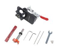 Kit de gabarit de charnière dissimulé de 35 mm, guide de perçage réglable pour portes d'armoire de 15 à 25 mm, outil de travail du bois en alliage d'aluminium avec alignement des bords de 5 mm, noir