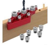Kit de gabarit de cheville à centrage automatique avec construction robuste en alliage d'aluminium et plusieurs bagues de perçage pour un positionnement fiable des trous dans le travail du bois (A)