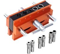 Kit de Gabarit de Cheville À Centrage Automatique, Bloc Perçage Trou Cheville en Bois Portable avec 6 Manchons Perçage, Gabarit Guidage Perçage Cheville Central pour Le Travail du Bois Color A Metric