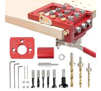 Kit de gabarit de cheville à centrage automatique, gabarit de forage à charnière en alliage d'aluminium 3 en 1, guide de trou auto-centrant avec plusieurs forets échelle, gabarit de quincaillerie