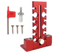 Kit de gabarit de fabrication de chevilles 12 trous 7 mm-18 mm tige ronde outil auxiliaire avec lame en carbure de tungstène coupe à double tranchant (rouge)