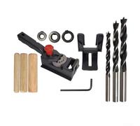 Kit de gabarit de perçage manuel pour le travail du bois avec chevilles en bois, design antidérapant en caoutchouc et limiteur de profondeur pour bois massif, panneaux de particules, carreaux