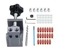 Kit de gabarit de perçage oblique 52 pièces, positionneur de perçage réglable à 15 degrés, alliage d'aluminium de qualité supérieure, pince auto-serrante, large application pour le travail du bois e