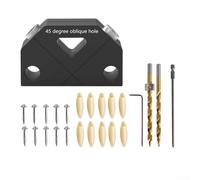Kit de gabarit de poche à 45 degrés pour joints en bois solides - Alliage d'aluminium pour outil d'usinage de précision CNC avec localisateur de trou oblique pour meubles